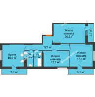 3 комнатная квартира 97,8 м², ЖК Космолет - планировка