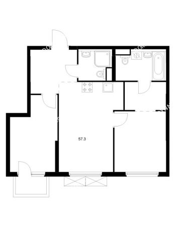 2 комнатная квартира 57,3 м² в ЖК Савин парк, дом корпус 10