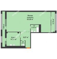 1 комнатная квартира 110,8 м² в ЖК Renaissance (Ренессанс), дом № 1 - планировка