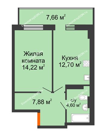 1 комнатная квартира 41,7 м² в ЖК Свобода, дом №2