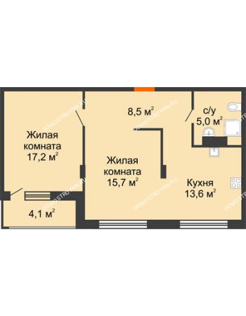 2 комнатная квартира 59 м² - ЖК Дом мечты