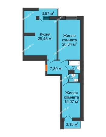 3 комнатная квартира 79,2 м² - ЖК Открытие