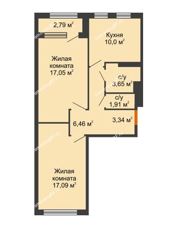 2 комнатная квартира 60,9 м² - ЖК Гран-При
