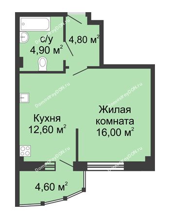 1 комнатная квартира 42,9 м² в ЖК Мега, дом № 2