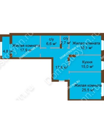 3 комнатная квартира 105,58 м² - ЖК Классика - Модерн