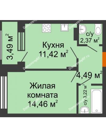 1 комнатная квартира 38,03 м² в ЖК Суворов-Сити, дом 2 очередь секция 1-5