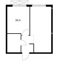 1 комнатная квартира 36,4 м² в ЖК Савин парк, дом корпус 3 - планировка