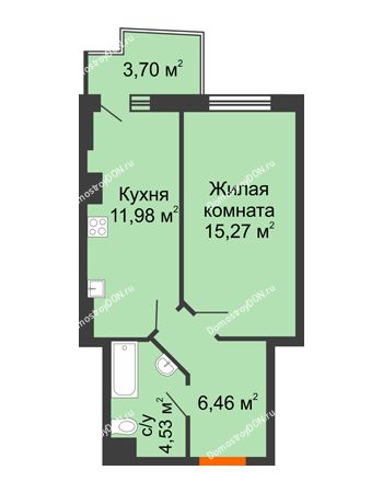 1 комнатная квартира 39,6 м² в ЖК Сердце Ростова 2, дом Литер 5