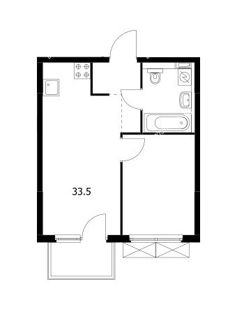 1 комнатная квартира 33,5 м² в ЖК Савин парк, дом корпус 1