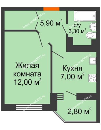 1 комнатная квартира 29,7 м² в ЖК Вересаево, дом Литер 17