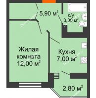 1 комнатная квартира 29,7 м² в ЖК Вересаево, дом Литер 14 - планировка