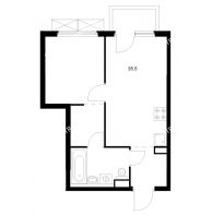 1 комнатная квартира 35,5 м² в ЖК Савин парк, дом корпус 10 - планировка