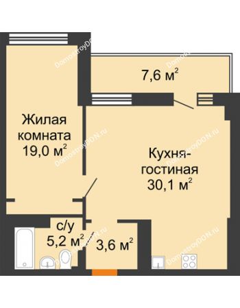 2 комнатная квартира 61,7 м² - ЖК Дом на 17-й Линии, 3