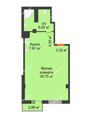 Студия 59,67 м² в ЖК Renaissance (Ренессанс), дом № 1