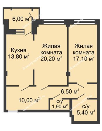 2 комнатная квартира 77,9 м² - ЖК Династия на Соборном