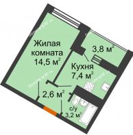 1 комнатная квартира 27,7 м² в ЖК Грани, дом Литер 5 - планировка