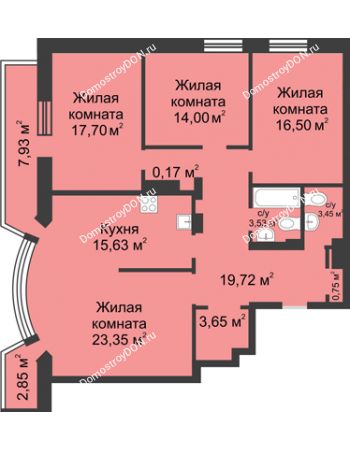 4 комнатная квартира 127,95 м² - ЖК Петровская Крепость