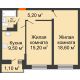 2 комнатная квартира 53,1 м² в ЖК SkyPark (Скайпарк), дом Литер 1, корпус 1, 2 этап - планировка