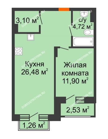 1 комнатная квартира 47,85 м² - ЖК Шаляпин