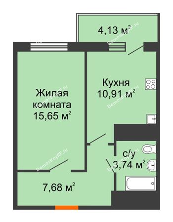 1 комнатная квартира 39,22 м² в ЖК Галактика, дом Литер 1