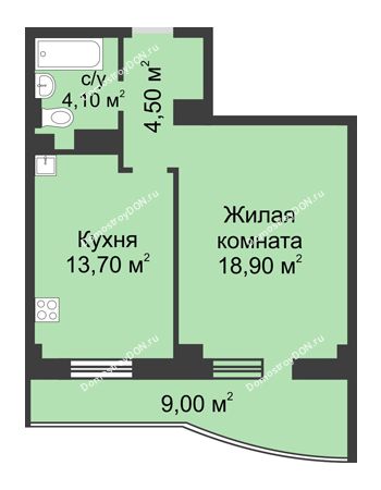 1 комнатная квартира 50,23 м² - ЖК Крепостной вал