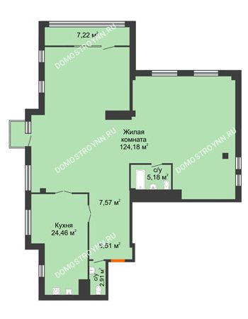 1 комнатная квартира 174,68 м² в ЖК Renaissance (Ренессанс), дом № 1