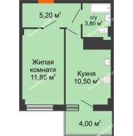 1 комнатная квартира 32,4 м² в ЖК Грин Парк, дом Литер 2 - планировка