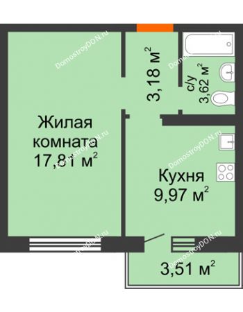 1 комнатная квартира 36,33 м² в ЖК Суворовский, дом Литер 29, Участок 120