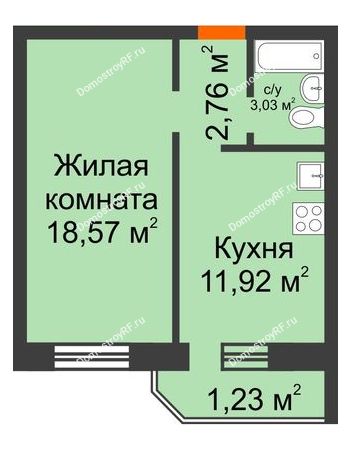1 комнатная квартира 37,51 м² в ЖР Восточный (Восточно-Кругликовский), дом Литер 8