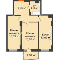 2 комнатная квартира 55,25 м² в ЖК Сердце Ростова 2, дом Литер 8 - планировка