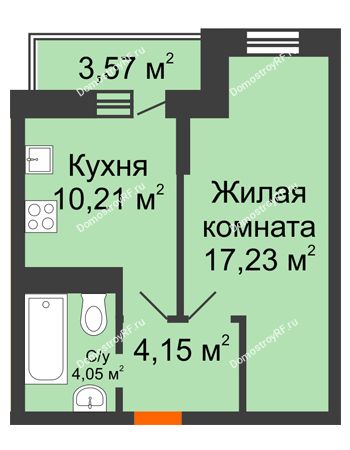 1 комнатная квартира 36,71 м² в ЖК Россинский парк, дом Литер 1
