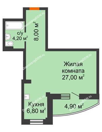 1 комнатная квартира 48,5 м² - ЖК Южная Башня