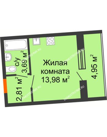Студия 22,96 м² в ЖК АВИА, дом № 2
