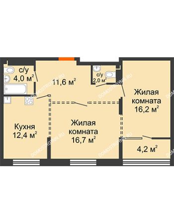 2 комнатная квартира 65 м² - ЖК Лайнер на Барминской