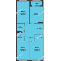 3 комнатная квартира 98,98 м², ЖК Гран-При - планировка