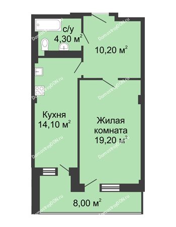 1 комнатная квартира 51,8 м² - ЖК Дом на Береговой